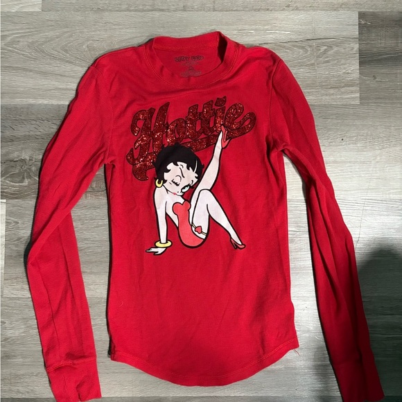 Betty Boop Red Long Sleeve Tee - Picture 1 of 4